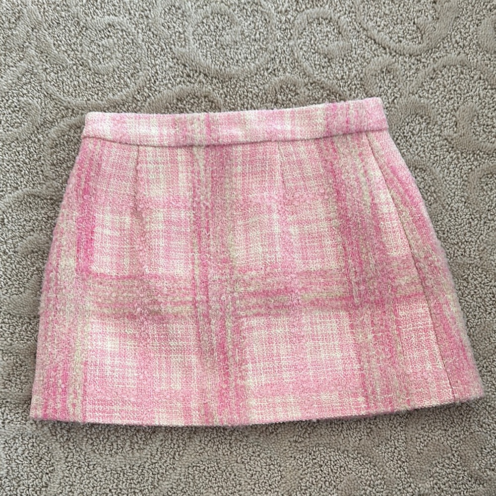 LoveShackFancy Pink tweed Mini  Skirt